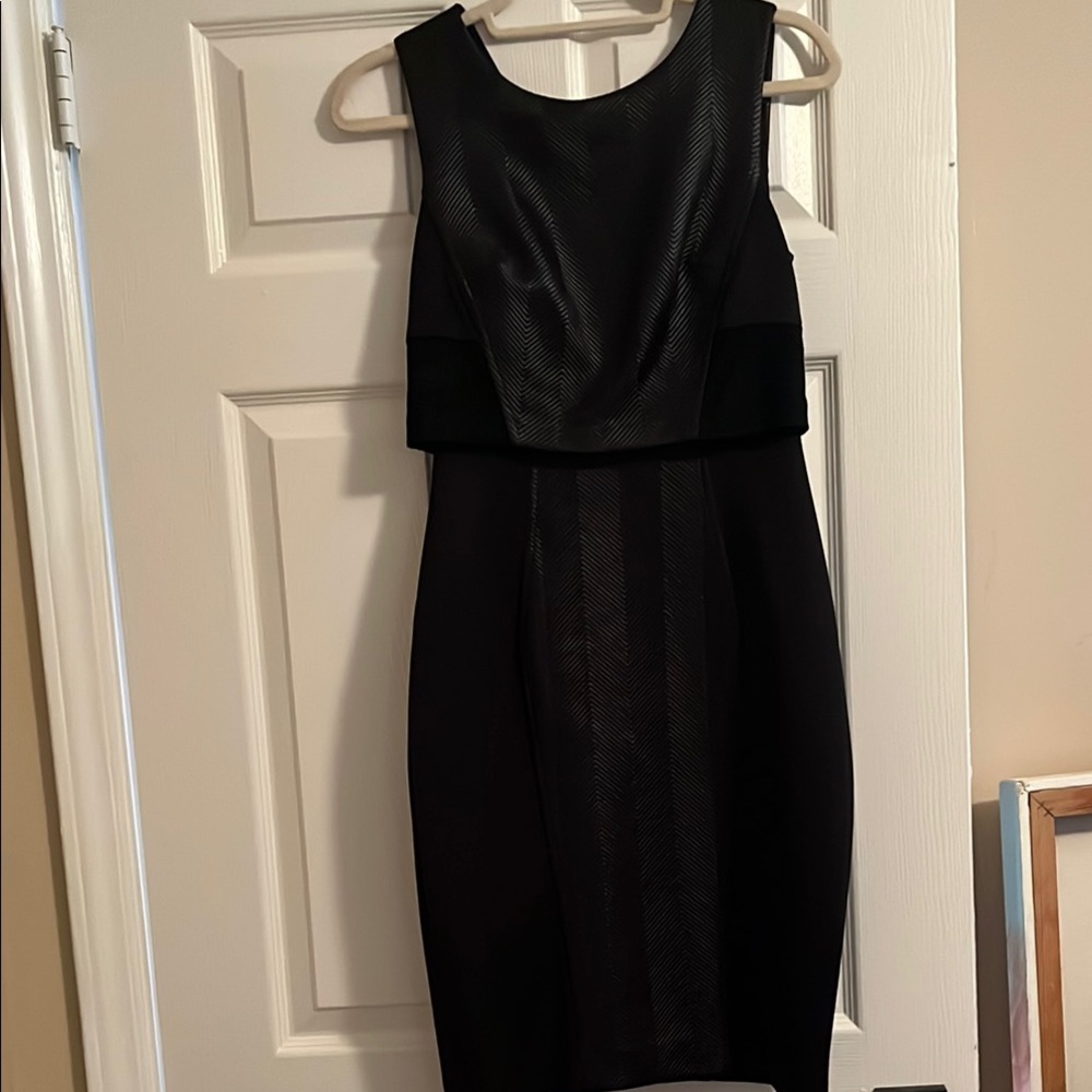 Black Tiered & Paneled Midi Dress for Cocktail